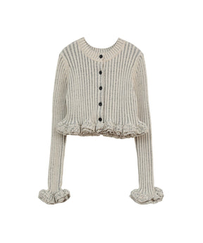 W FACE SHORT FRILLED KNIT TOPS