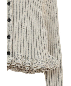 W FACE SHORT FRILLED KNIT TOPS
