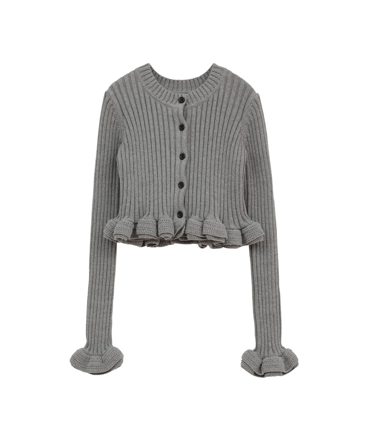 W FACE SHORT FRILLED KNIT TOPS