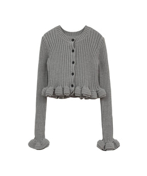 W FACE SHORT FRILLED KNIT TOPS