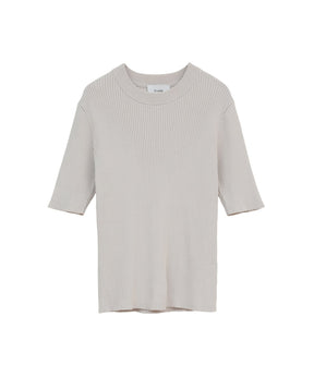 H/N HALF SLEEVE RIB KNIT TOPS