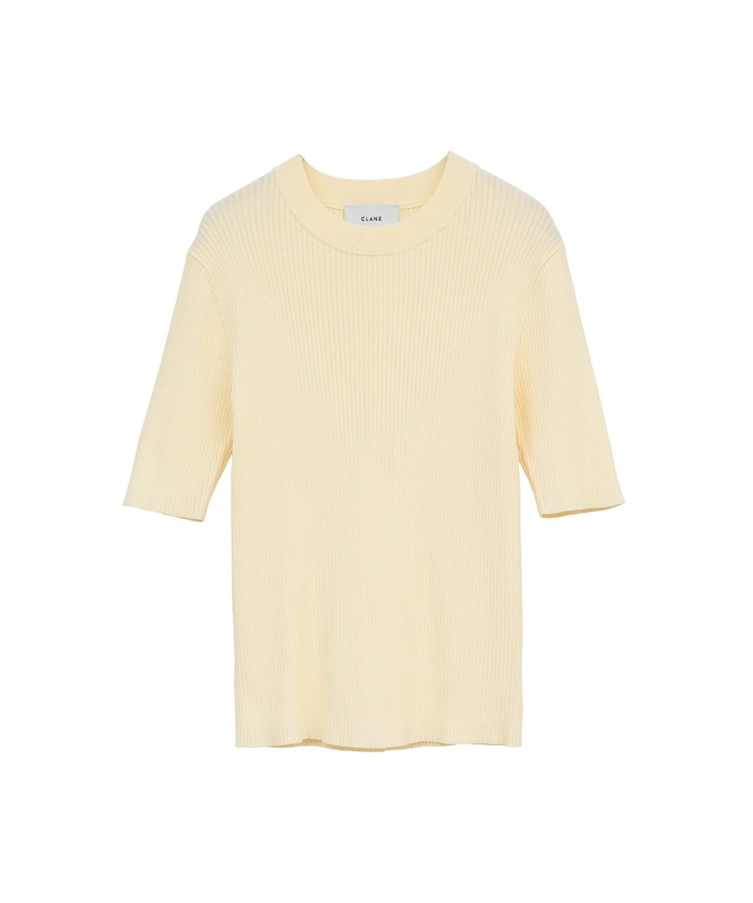 H/N HALF SLEEVE RIB KNIT TOPS - CLANE (クラネ) - tops (トップス