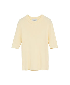 H/N HALF SLEEVE RIB KNIT TOPS