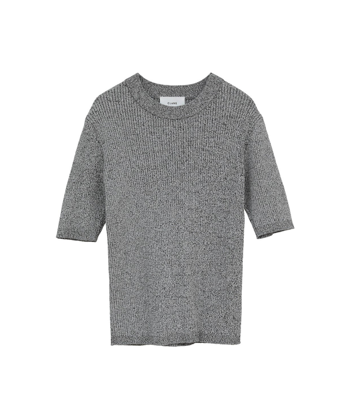 H/N HALF SLEEVE RIB KNIT TOPS