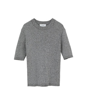 H/N HALF SLEEVE RIB KNIT TOPS