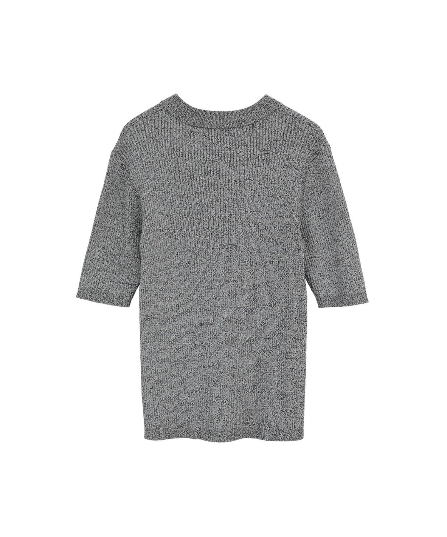 H/N HALF SLEEVE RIB KNIT TOPS - CLANE (クラネ) - tops (トップス