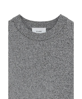 H/N HALF SLEEVE RIB KNIT TOPS