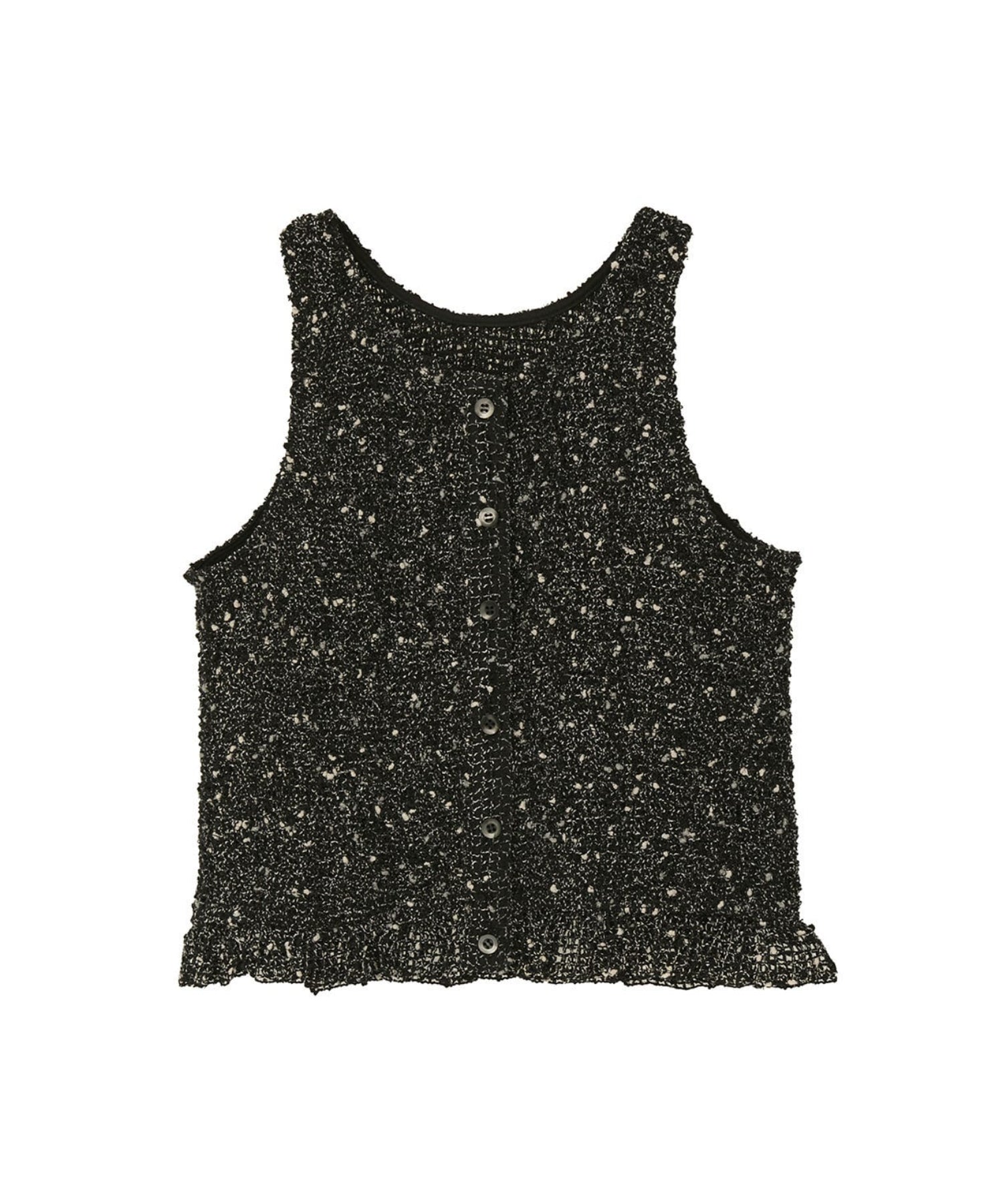 W FACE MIX MESH GATHER N/S TOPS - CLANE (クラネ) - tops (トップス