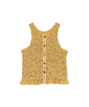 W FACE MIX MESH GATHER N/S TOPS - CLANE (クラネ) - tops (トップス
