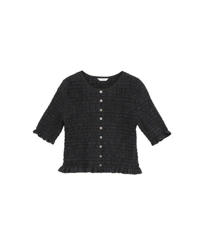 SHIRRING HALF SLEEVE BLOUSE - CLANE (クラネ) - tops (トップス