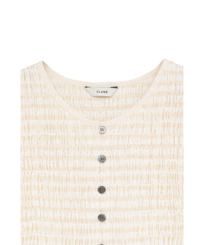SHIRRING HALF SLEEVE BLOUSE - CLANE (クラネ) - tops (トップス