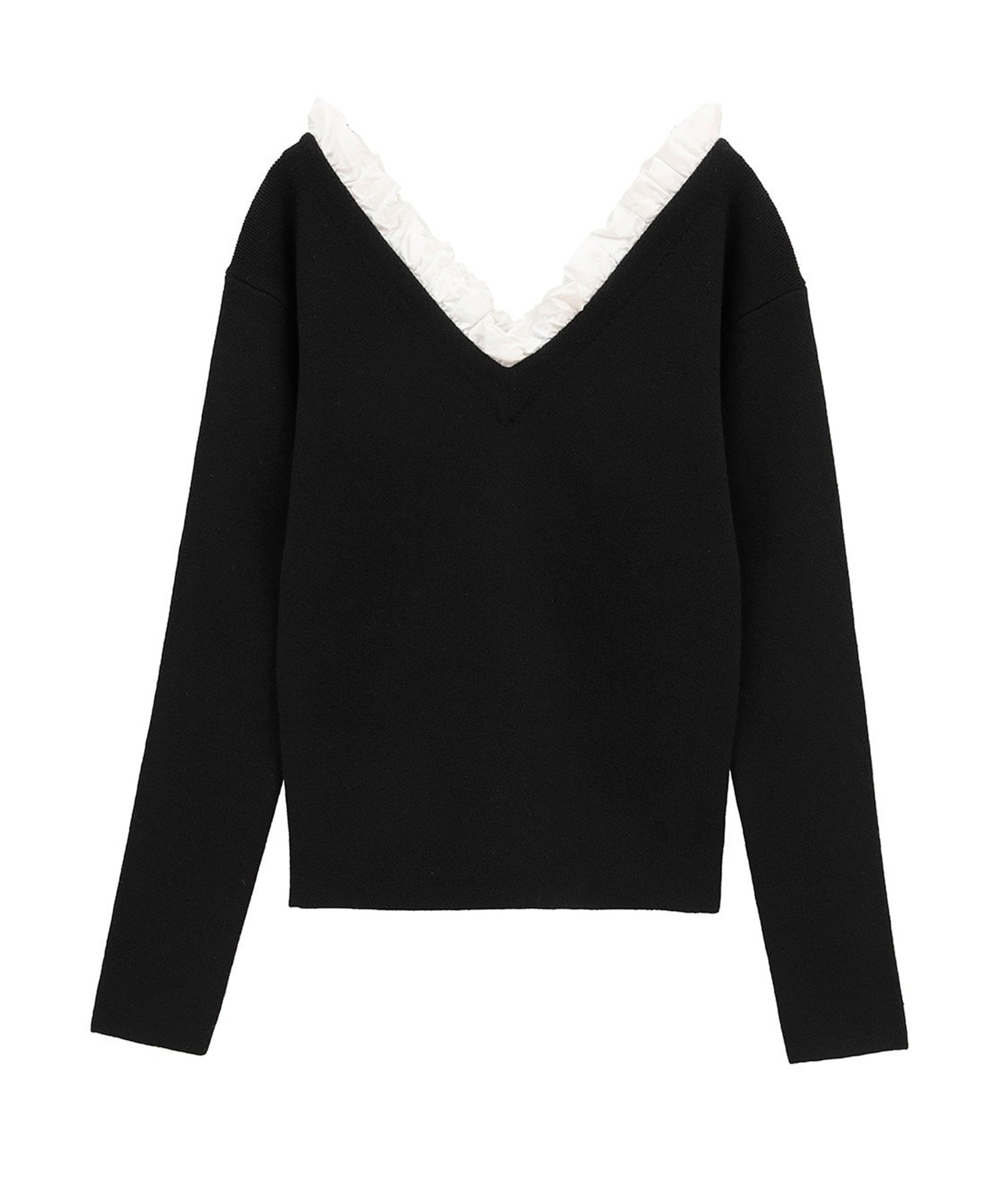 2WAY FRILL V NECK KNIT TOPS