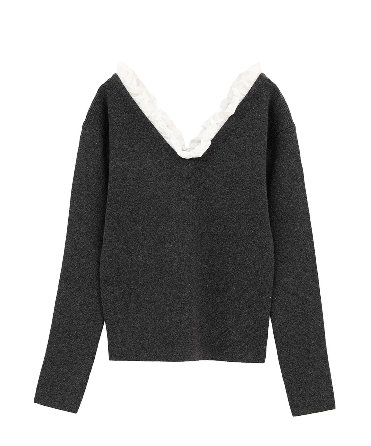 2WAY FRILL V NECK KNIT TOPS