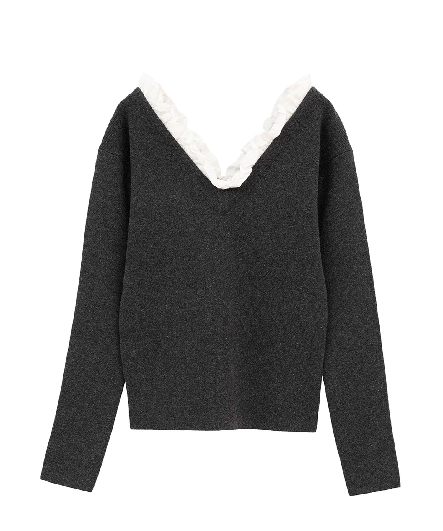 2WAY FRILL V NECK KNIT TOPS