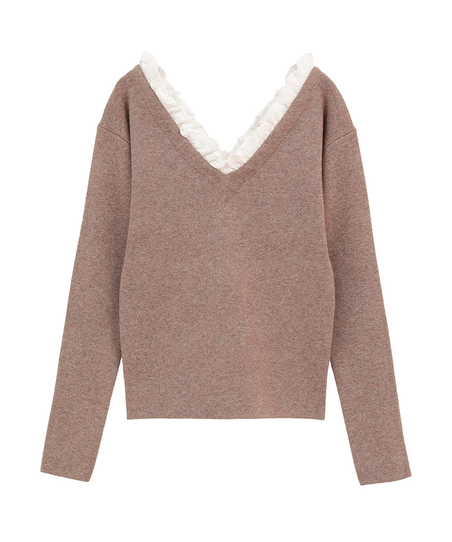 2WAY FRILL V NECK KNIT TOPS