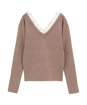 2WAY FRILL V NECK KNIT TOPS