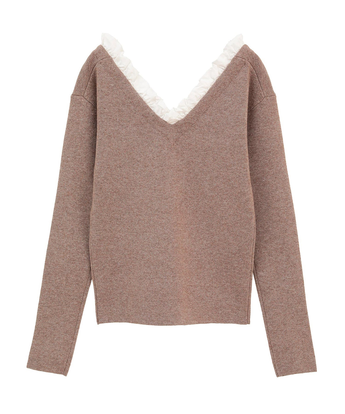 2WAY FRILL V NECK KNIT TOPS