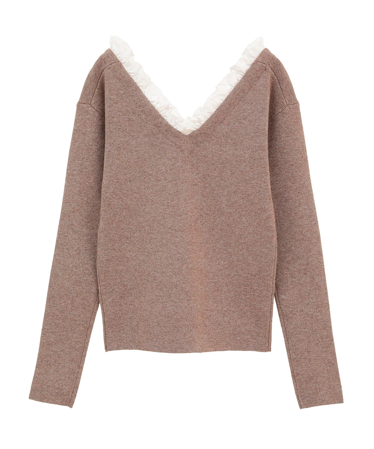 2WAY FRILL V NECK KNIT TOPS