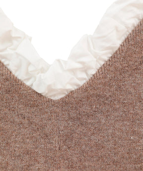 2WAY FRILL V NECK KNIT TOPS