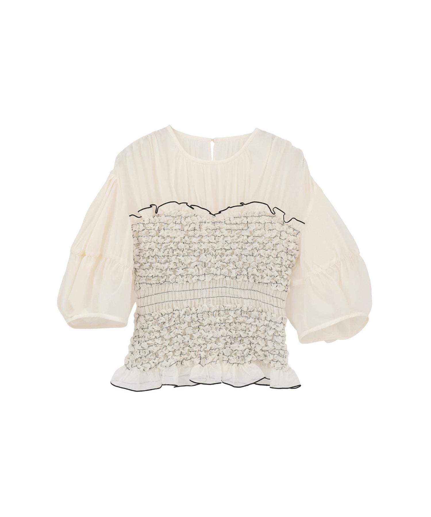 COLOR STITCHED SHIRRING TOPS