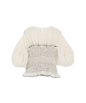 COLOR STITCHED SHIRRING TOPS