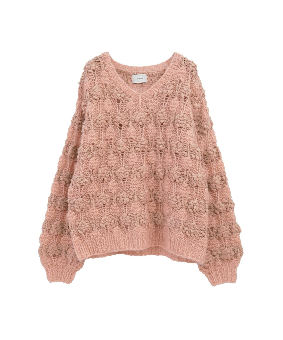 BUMPY OVER V NECK KNIT TOPS