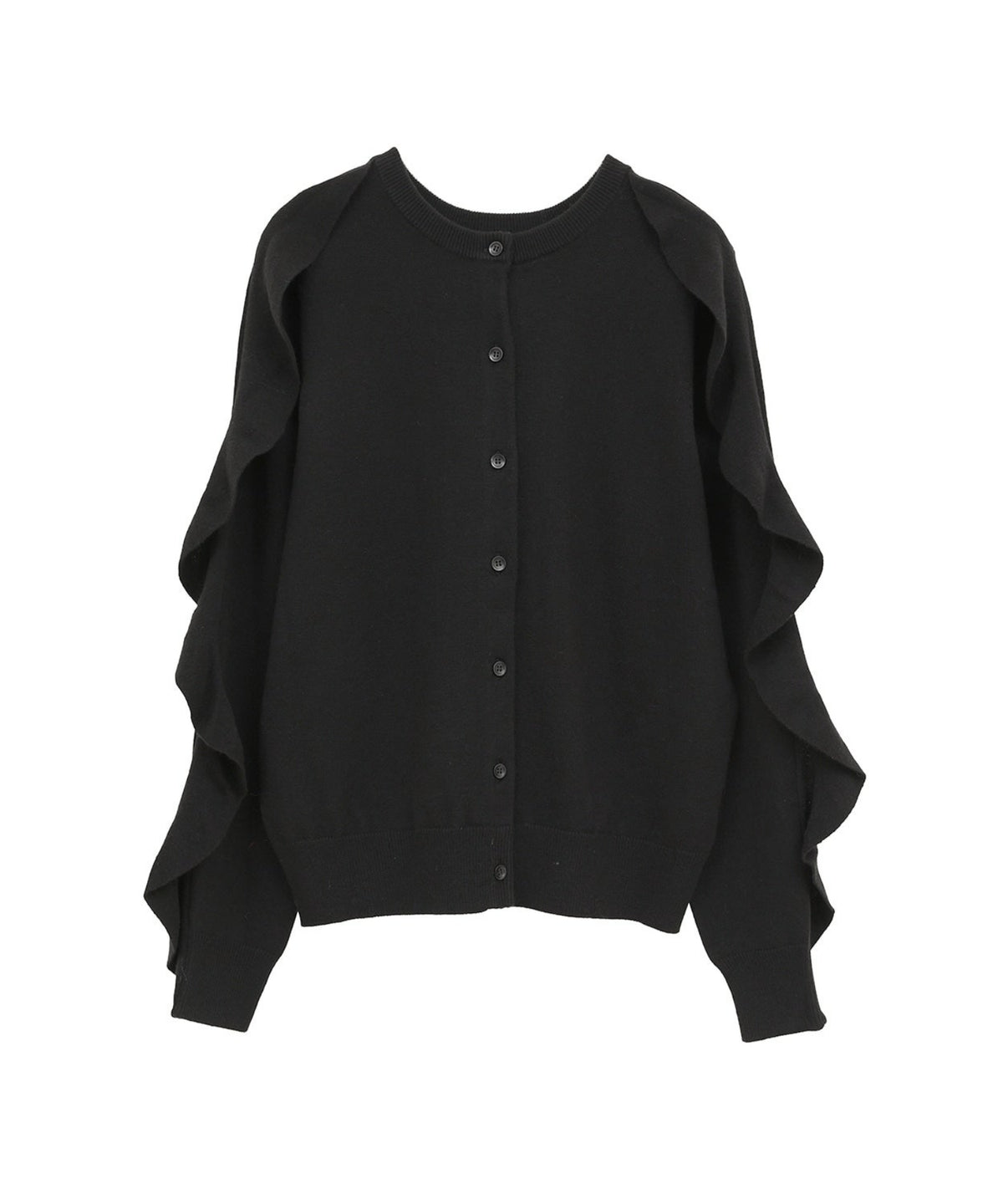 W FACE SHOULDER FRILL KNIT CARDIGAN
