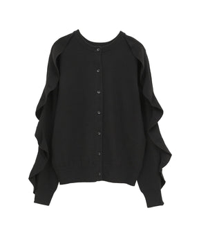 W FACE SHOULDER FRILL KNIT CARDIGAN