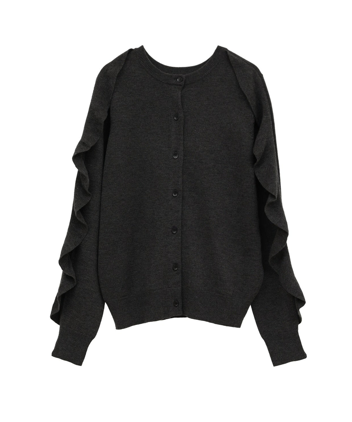 W FACE SHOULDER FRILL KNIT CARDIGAN