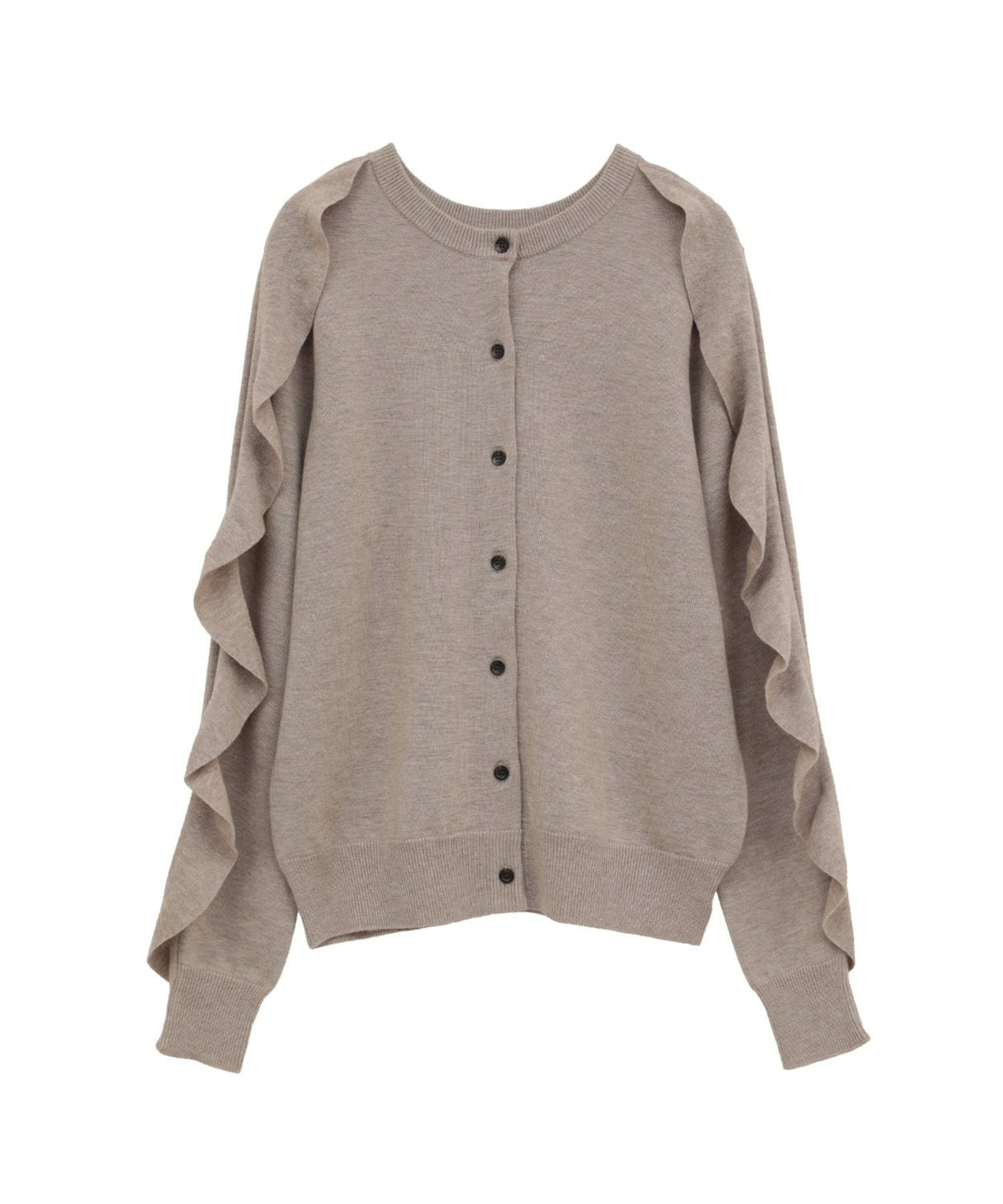 W FACE SHOULDER FRILL KNIT CARDIGAN