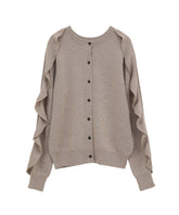 W FACE SHOULDER FRILL KNIT CARDIGAN