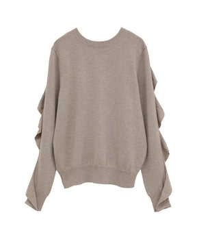 W FACE SHOULDER FRILL KNIT CARDIGAN