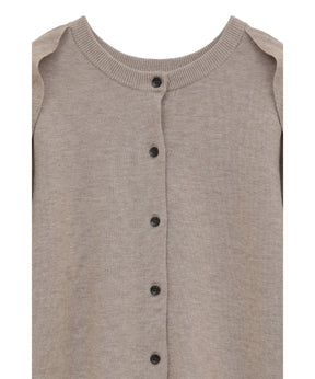 W FACE SHOULDER FRILL KNIT CARDIGAN