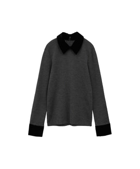 VELOR COLLAR KNIT TOPS