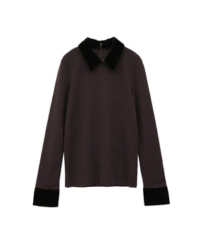 VELOR COLLAR KNIT TOPS