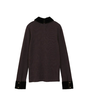 VELOR COLLAR KNIT TOPS