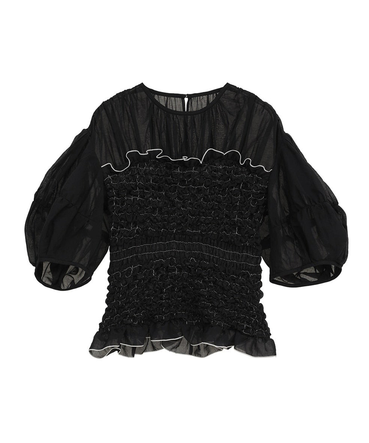 COLOR STITCHED SHIRRING TOPS