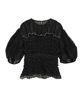 COLOR STITCHED SHIRRING TOPS