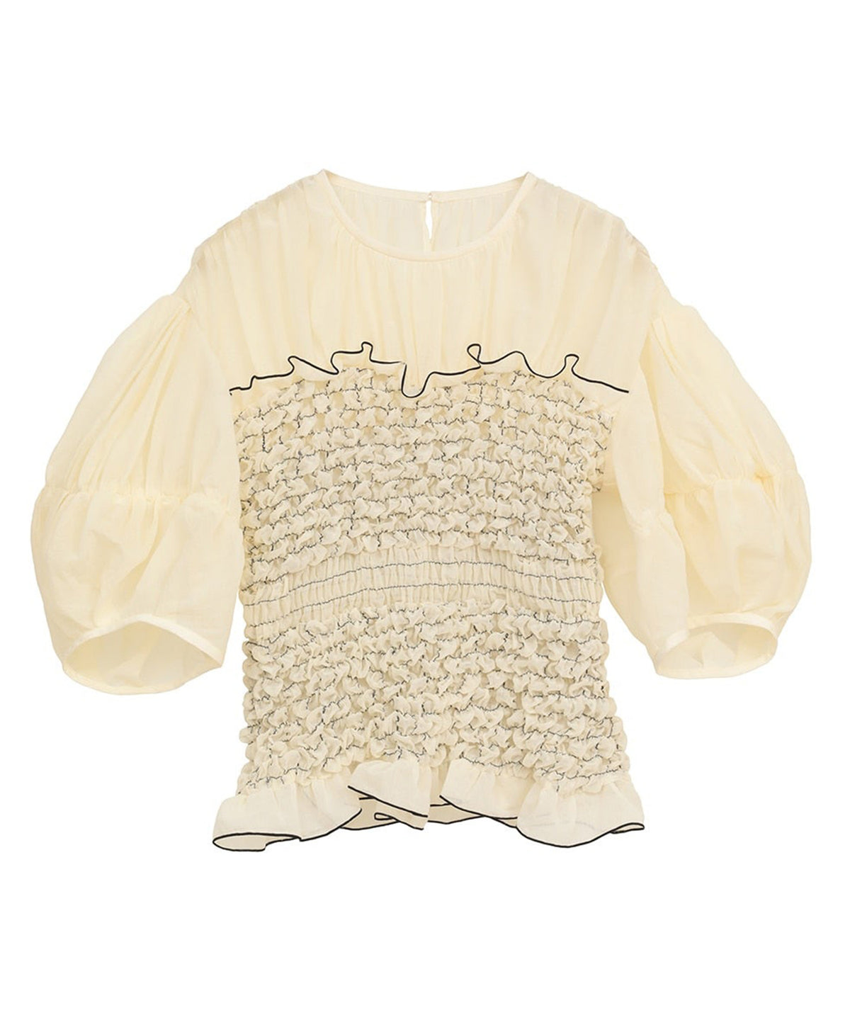 COLOR STITCHED SHIRRING TOPS
