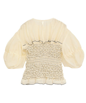 COLOR STITCHED SHIRRING TOPS