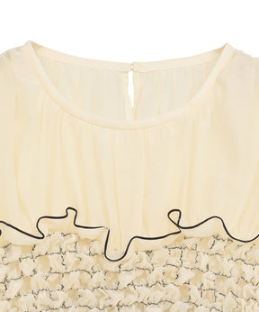 COLOR STITCHED SHIRRING TOPS