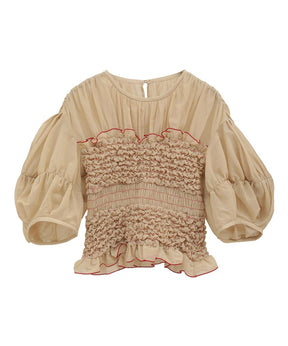 COLOR STITCHED SHIRRING TOPS