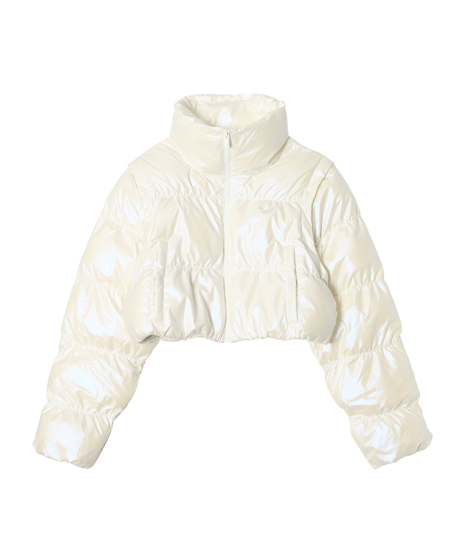 ESSENTIALS グロッシー 2-in-1スタイル クロップド丈 パファー