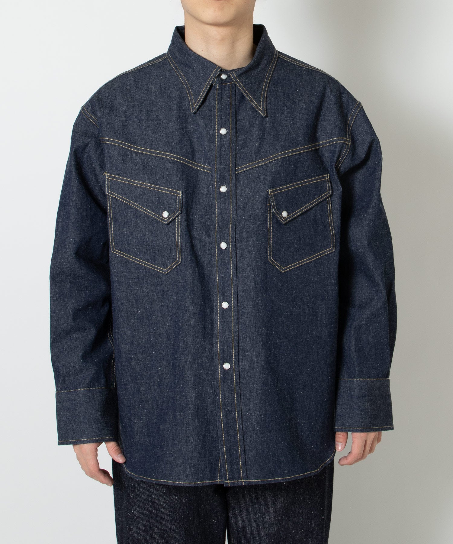 BBJ_DENIM SHIRT/REGID/BLUE