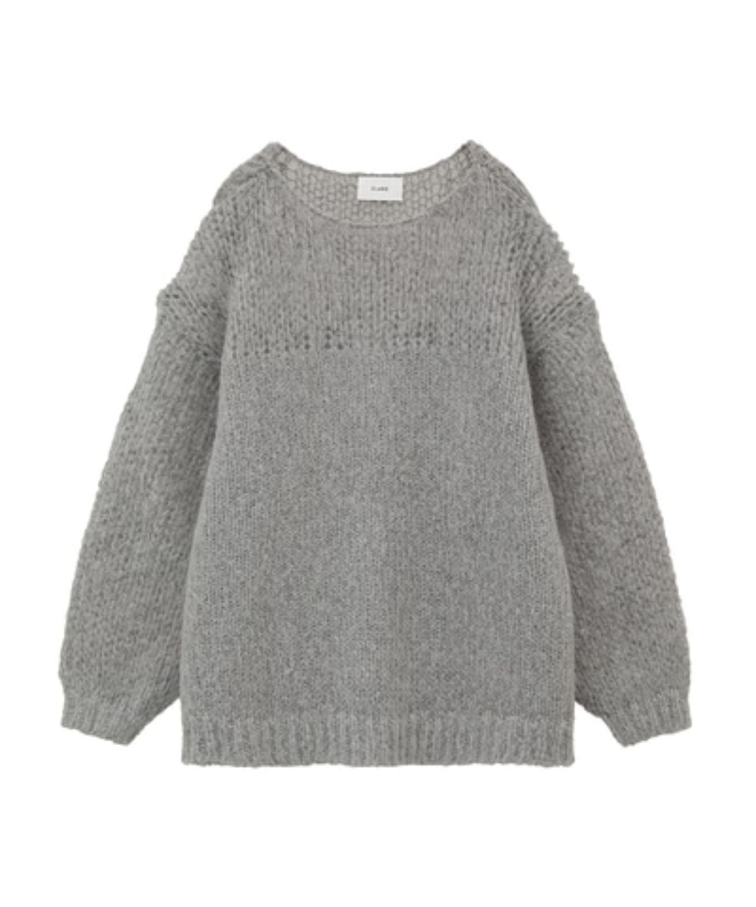 Half Sheer Loose Mohair Knit Tops - CLANE (クラネ) - tops