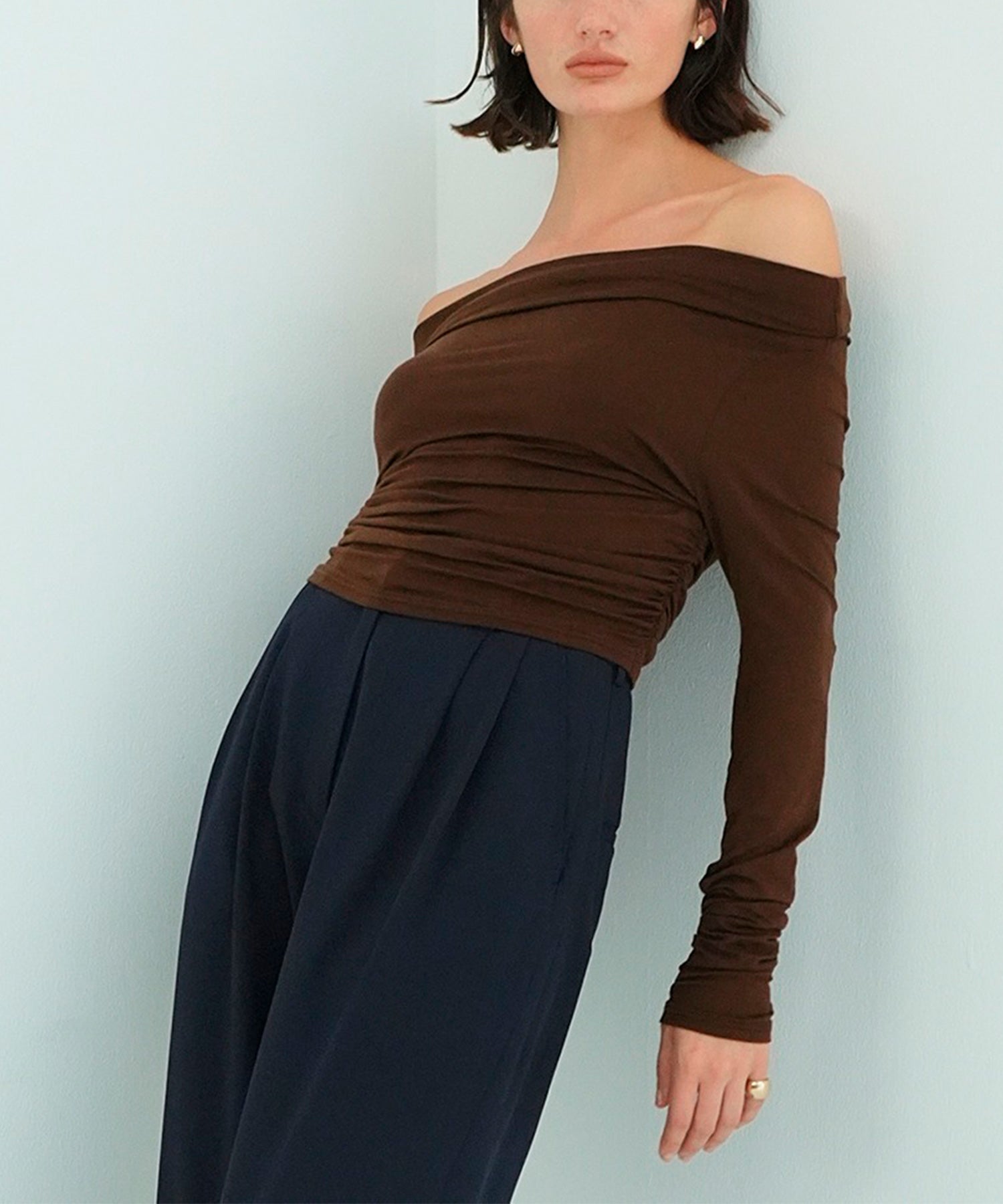 DRAPED OFF SHOULDER SOFT CUT TOPS