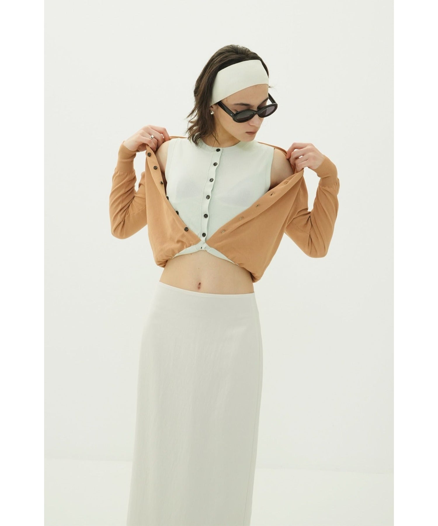 W LAYERED KNIT CARDIGAN