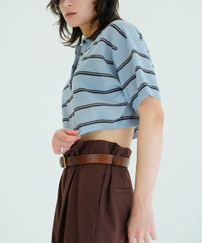 SPONGY SHEER POLO KNIT TOPS