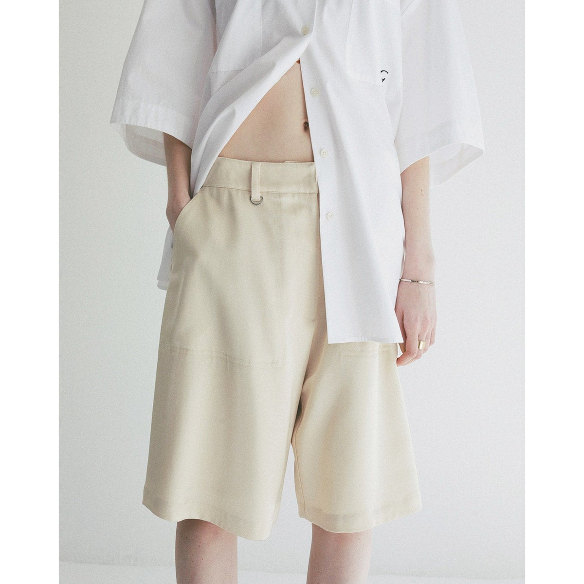 2WAY ADJUST SATIN HALF PANTS - CLANE (クラネ) - bottom (ボトムス