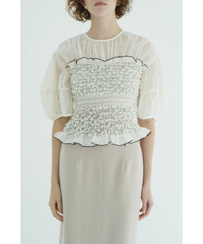 COLOR STITCHED SHIRRING TOPS